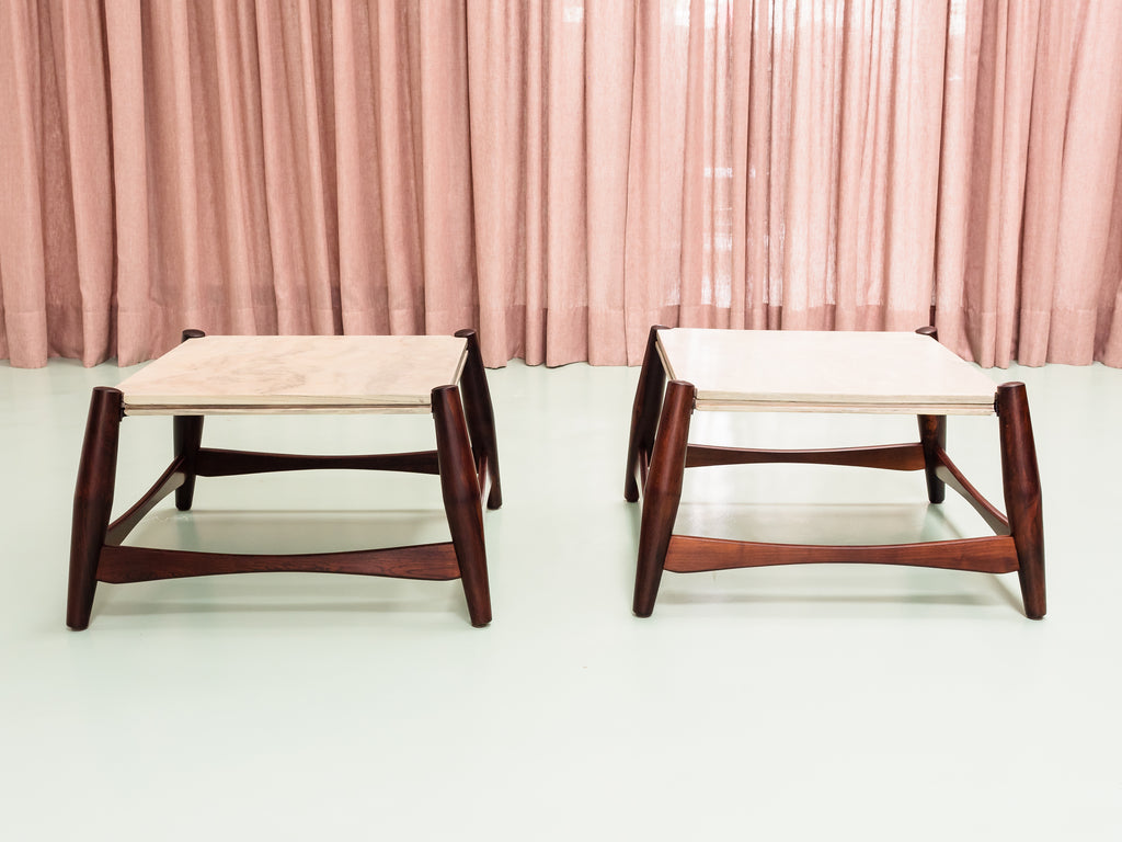 Liceu de Artes e Ofícios | Par de Mesas Laterais em Jacarandá e Mármore