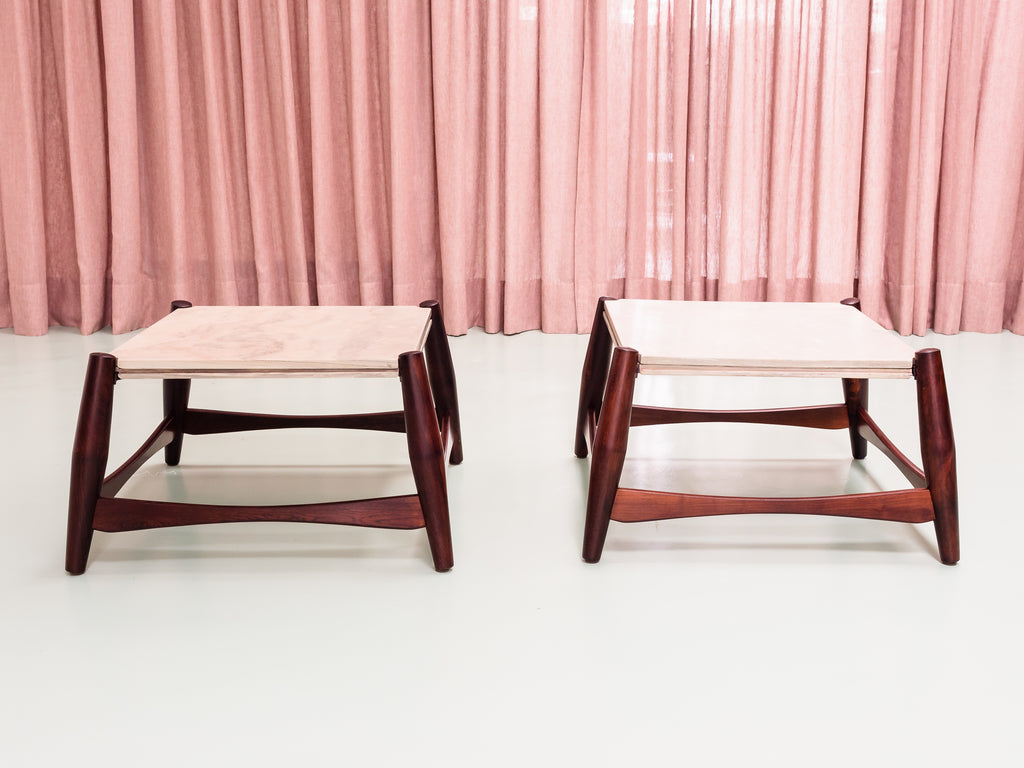 Liceu de Artes e Ofícios | Par de Mesas Laterais em Jacarandá e Mármore