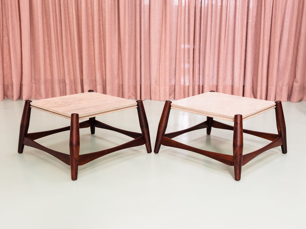 Liceu de Artes e Ofícios | Par de Mesas Laterais em Jacarandá e Mármore