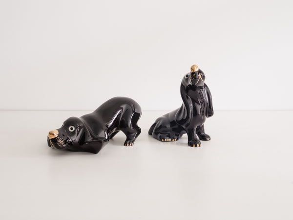 Cerâmica Artística Tupy | Par de Cachorros Basset em Cerâmica