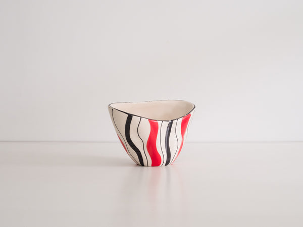 Cerâmica Weiss | Vaso em Cerâmica Branco, Preto e Vermelho