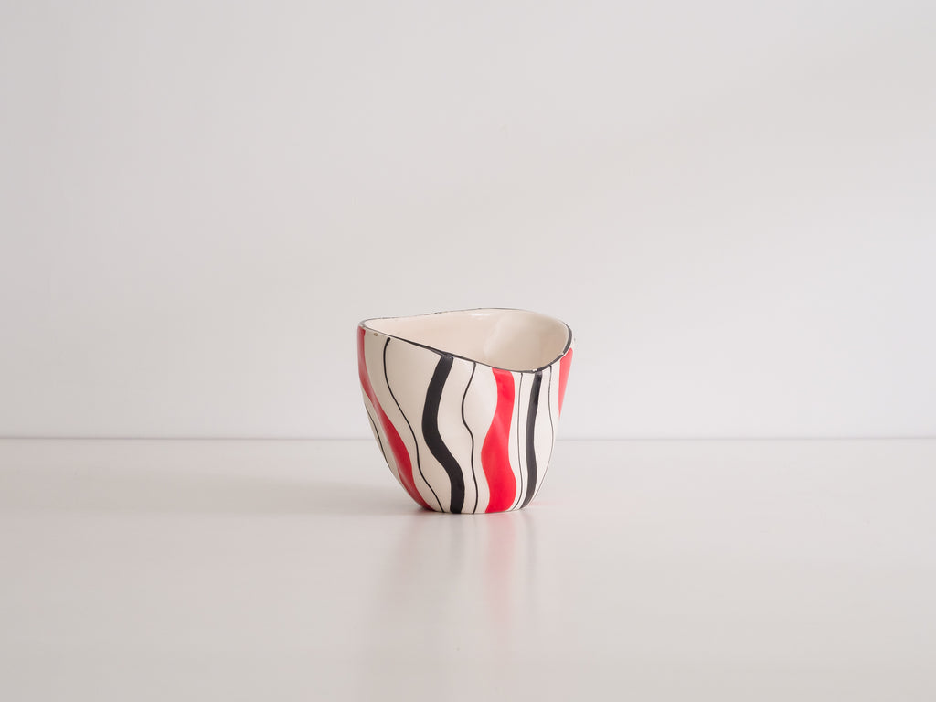 Cerâmica Weiss | Vaso em Cerâmica Branco, Preto e Vermelho