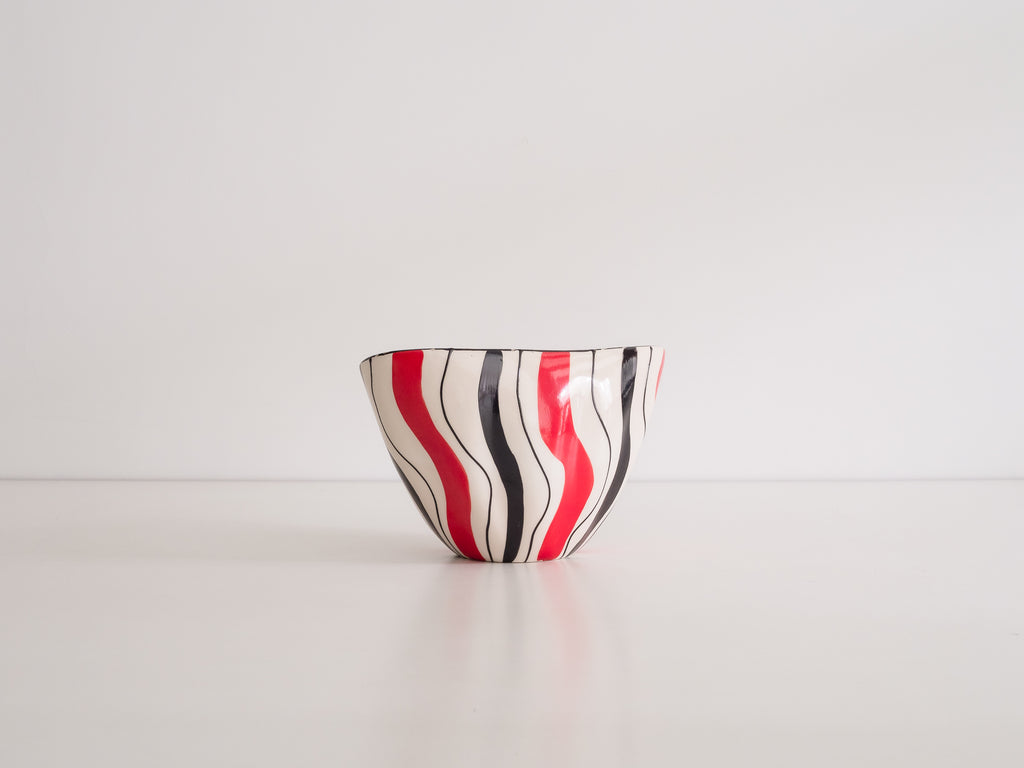 Cerâmica Weiss | Vaso em Cerâmica Branco, Preto e Vermelho