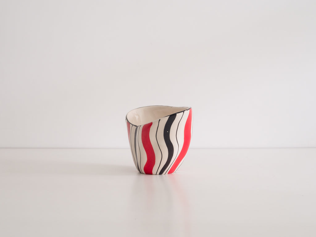 Cerâmica Weiss | Vaso em Cerâmica Branco, Preto e Vermelho