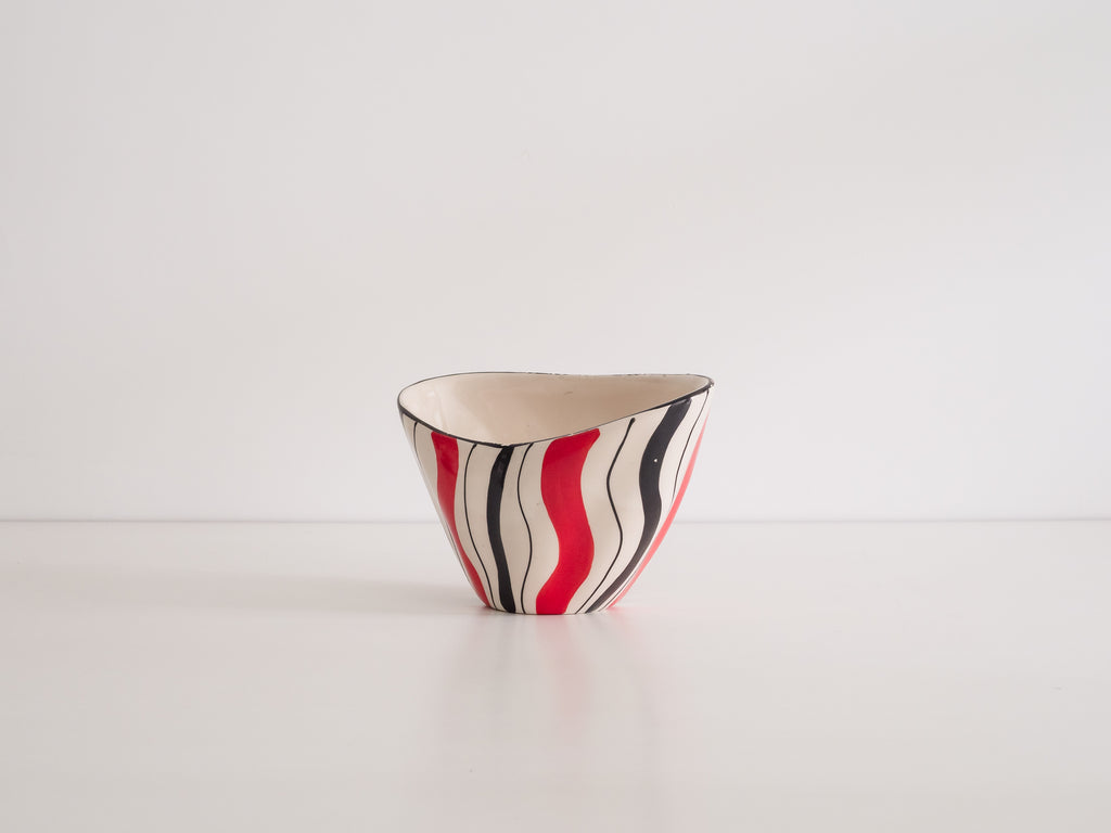 Cerâmica Weiss | Vaso em Cerâmica Branco, Preto e Vermelho