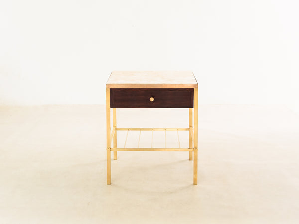 Mesa de Cabeceira em Latão, Formica e Mármore
