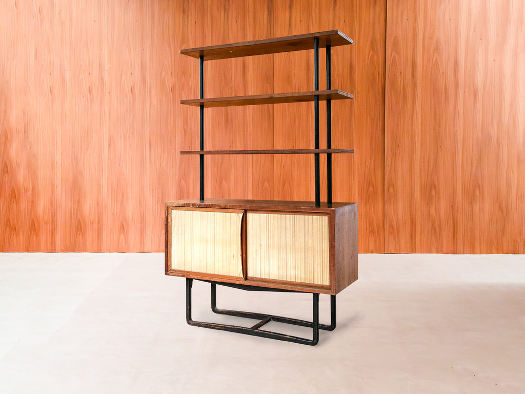 Armário com Estante em Pinho de Riga e Madeira Ebanizada