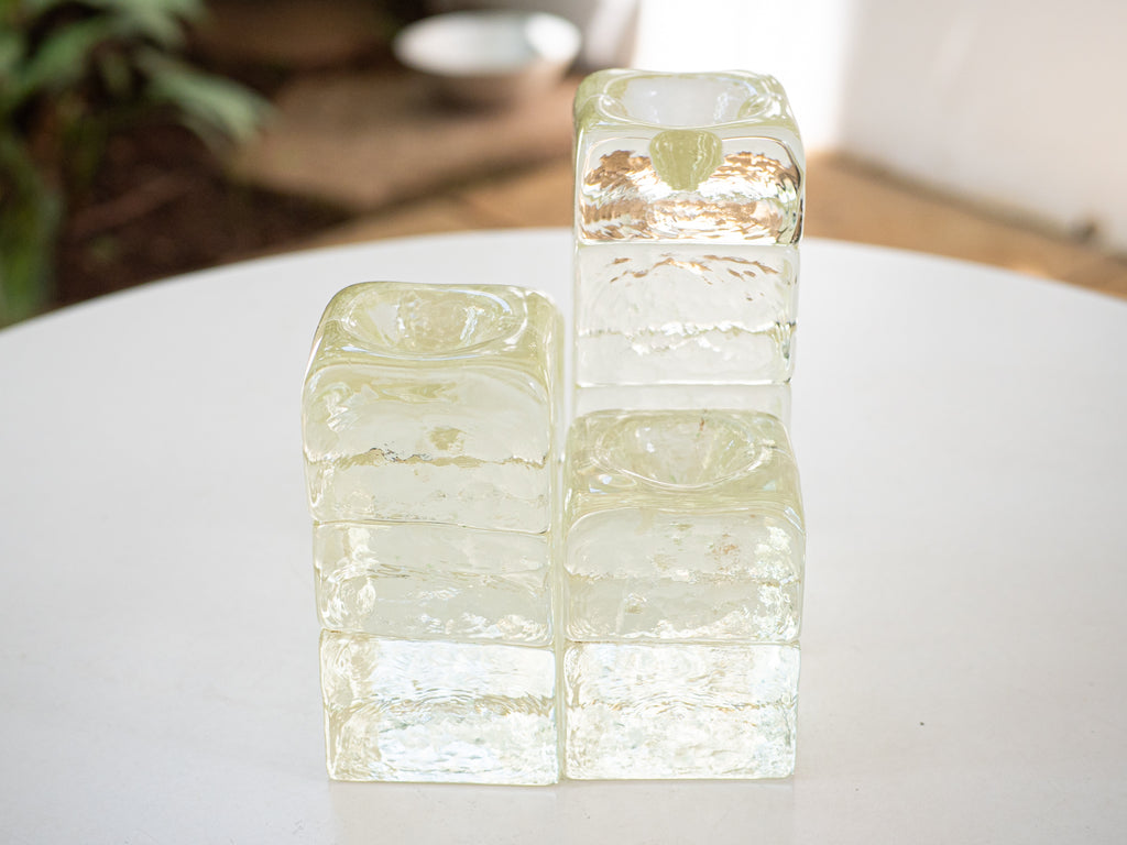 Seguso Cá d'Oro | Conjunto de Castiçais em Vidro Moldado