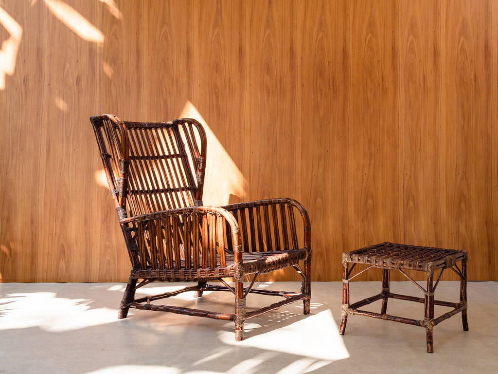 Poltrona em Rattan com Banqueta