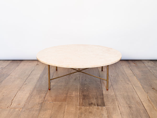 Mesa de Centro em Metal Dourado e Mármore