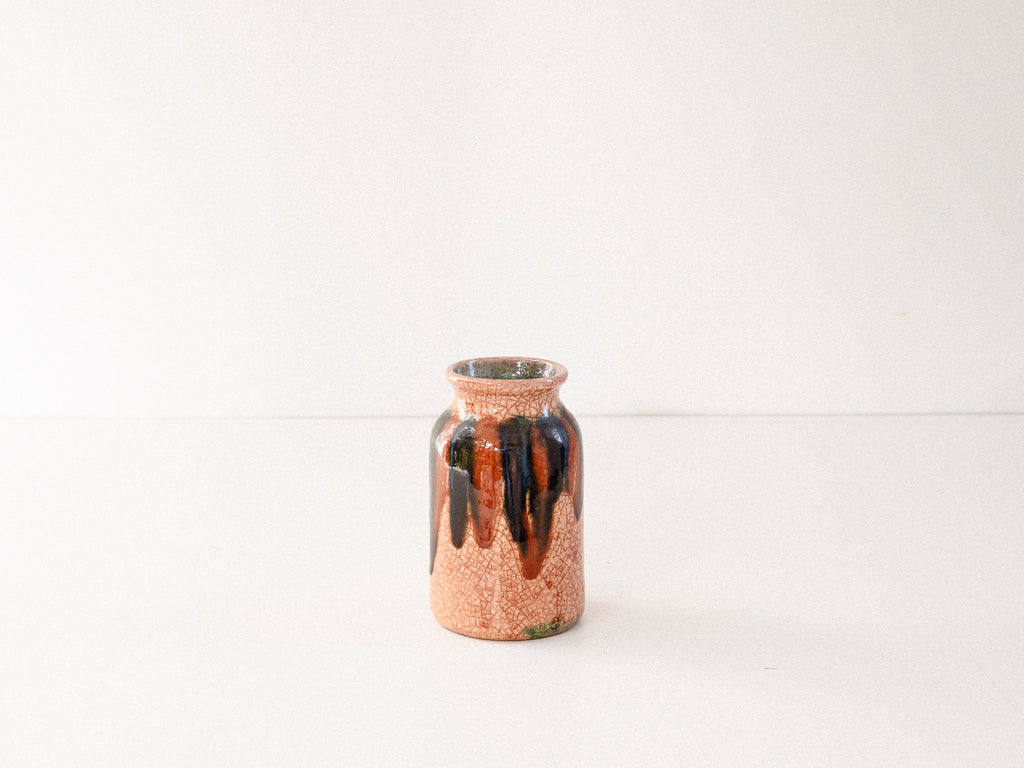 Vaso Marrom em Cerâmica Craquelê