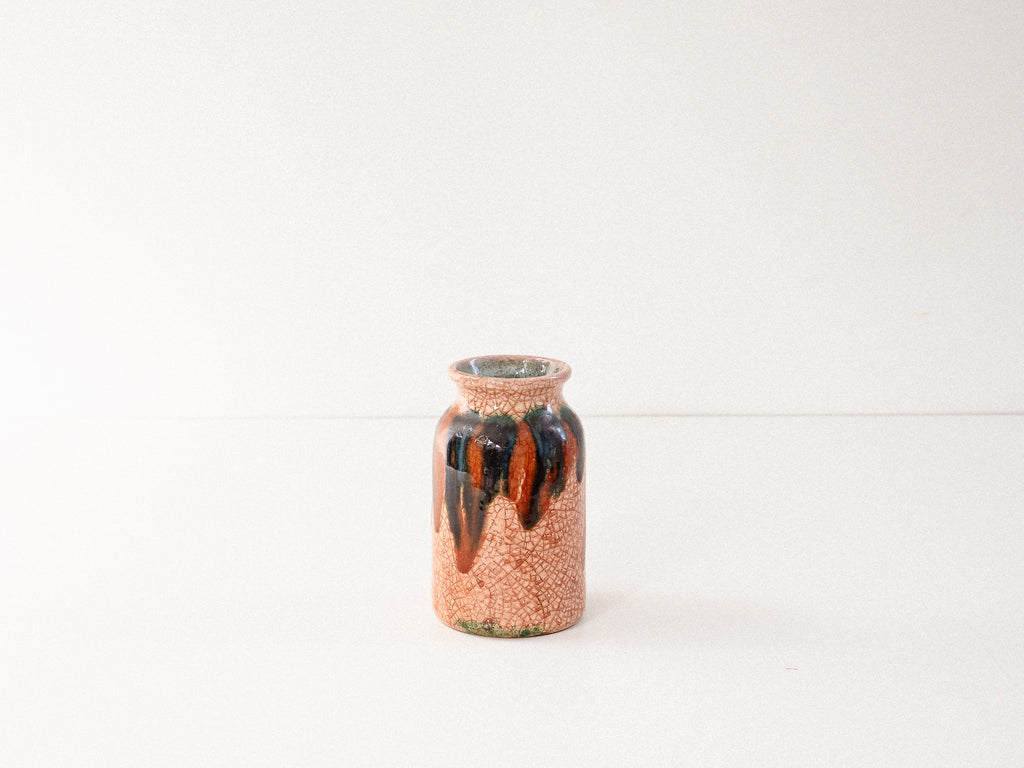 Vaso Marrom em Cerâmica Craquelê