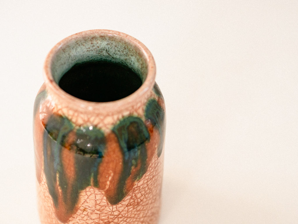 Vaso Marrom em Cerâmica Craquelê