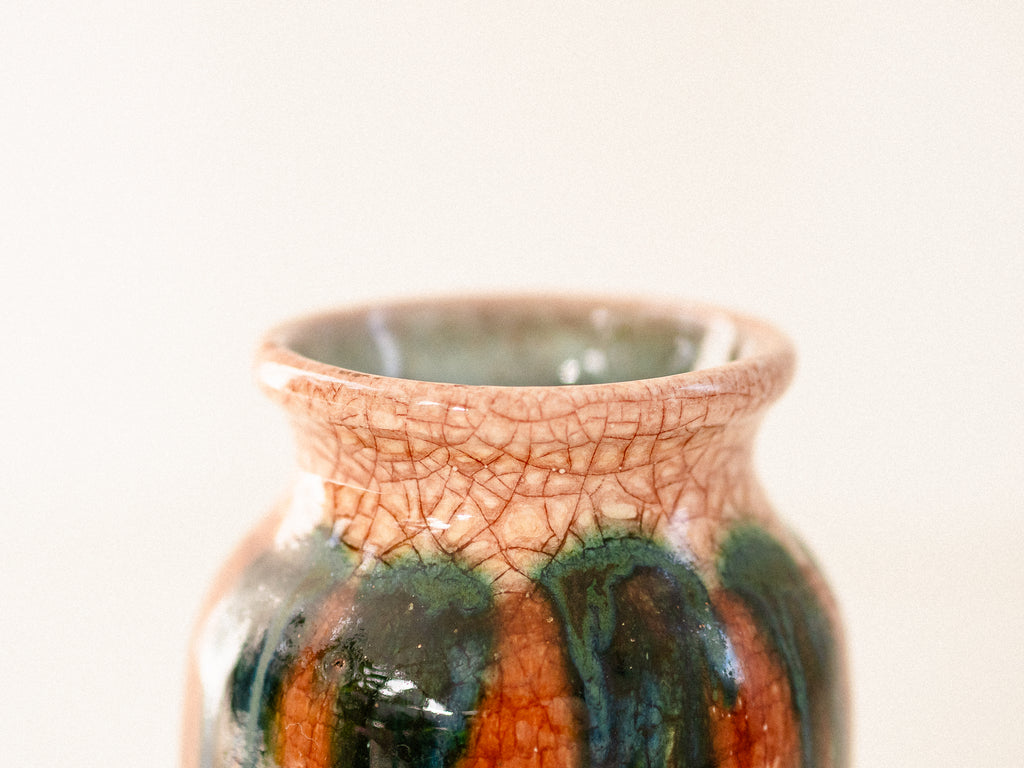 Vaso Marrom em Cerâmica Craquelê