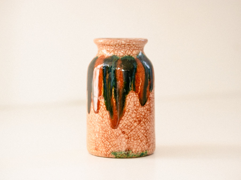 Vaso Marrom em Cerâmica Craquelê