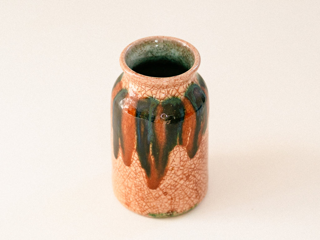 Vaso Marrom em Cerâmica Craquelê