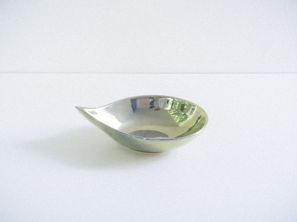 Centro de Mesa em Cerâmica Dourada Iridescente