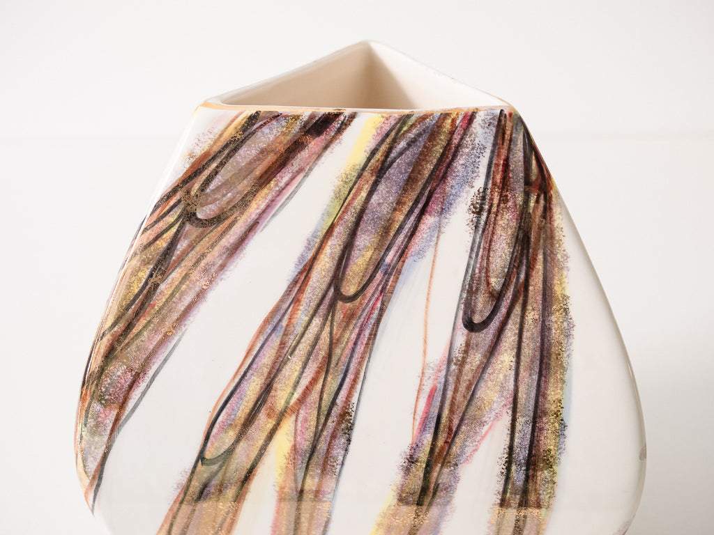 Cerâmica Weiss | Vaso Triangular com Detalhes em Dourado