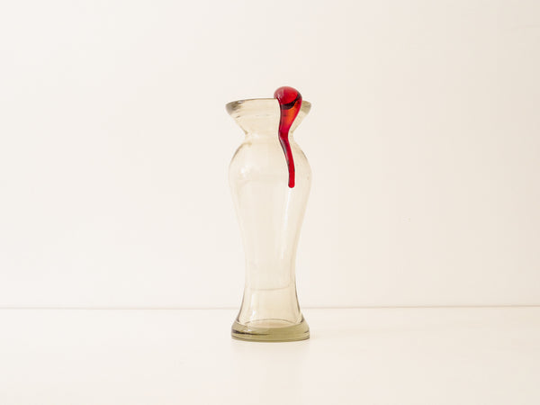 Vaso em Vidro Soprado Com Gota Vermelha