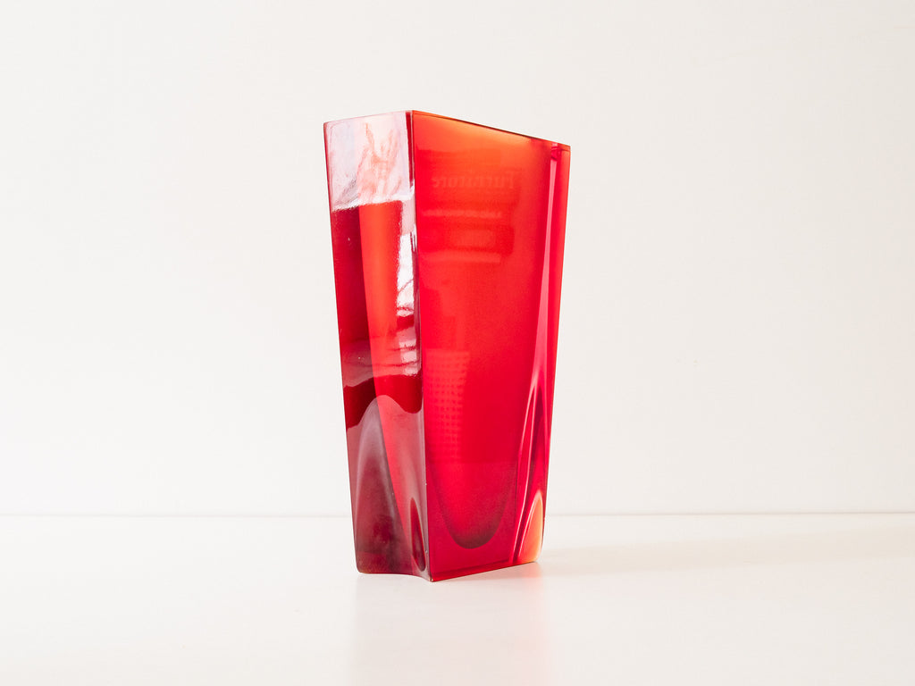 Vaso em Acrílico Vermelho Geométrico