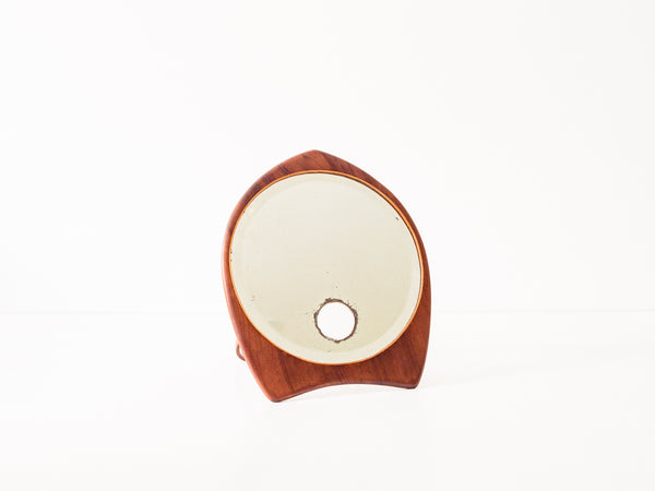 Espelho de Mesa Escandinavo em Teca e Cristal Bisotado