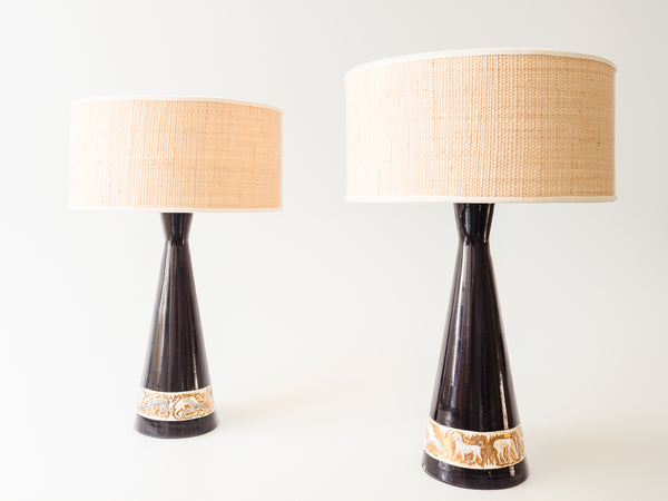 J Singer | Par de Abajures em Cerâmica Preta