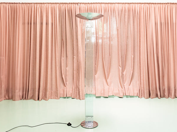 Enrico Furio Dominici | Luminária de Piso em Aço Cromado e Cristal