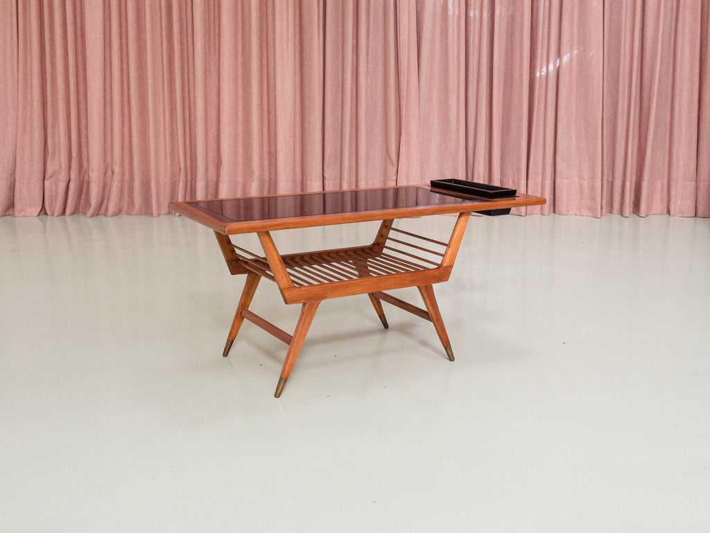 Mesa De Centro Italiana com Tampo em Vidro Preto