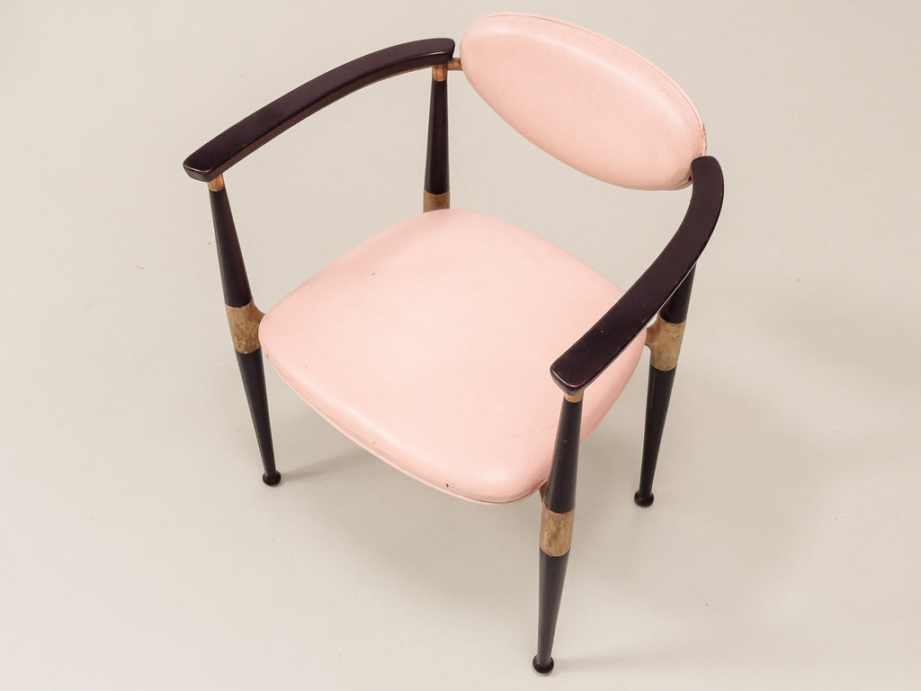 Cadeira de Braço em Madeira Ebanizada com Detalhes em Latão