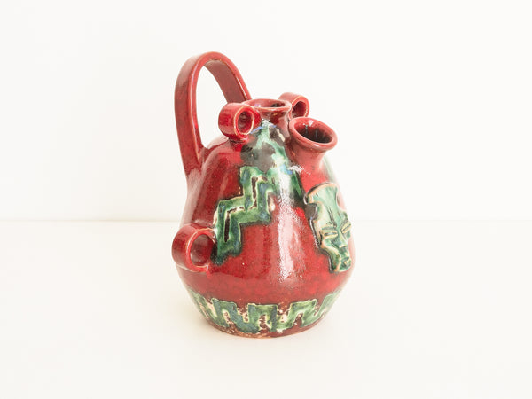 Agüero | Vaso em Cerâmica em Tons Verdes e Avermelhados