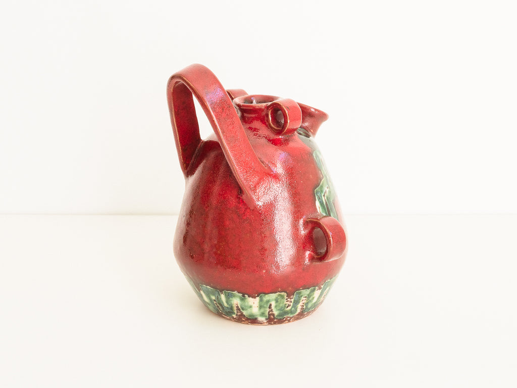 Agüero | Vaso em Cerâmica em Tons Verdes e Avermelhados