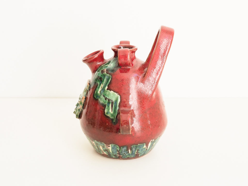 Agüero | Vaso em Cerâmica em Tons Verdes e Avermelhados