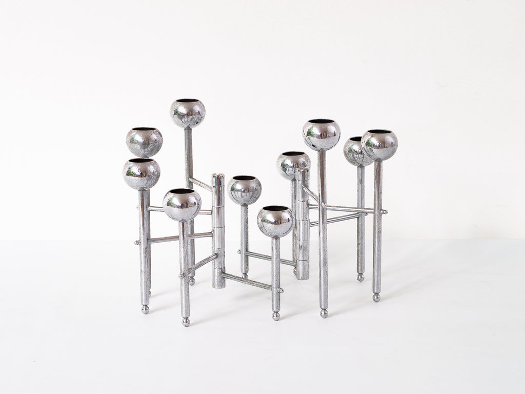 Par Castiçais Cromados 5 velas