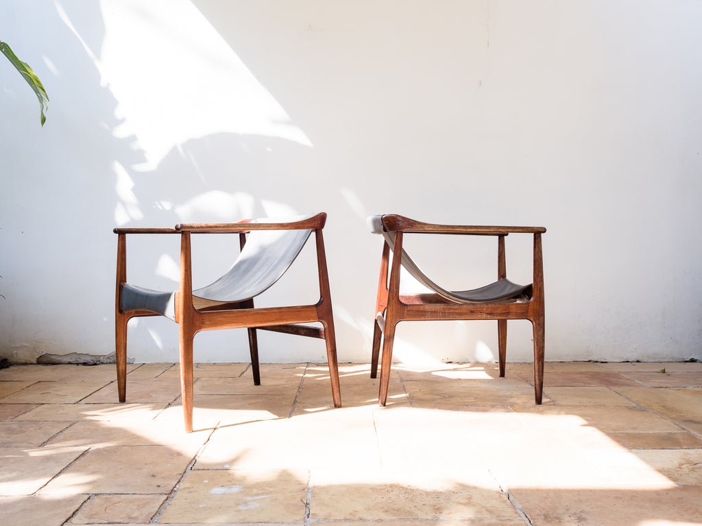 Liceu de Artes e Ofícios | Par de poltrona em Jacarandá e Sola