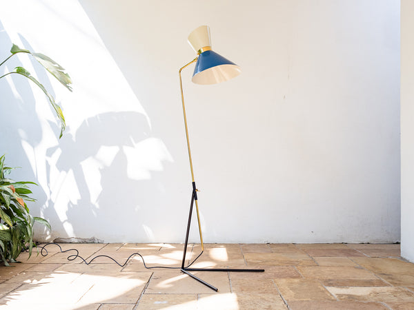 Luminária de Piso Azul e Creme