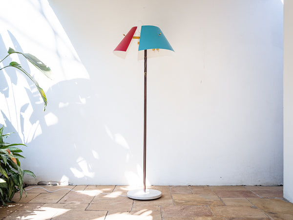 Angelo Lelli | Luminária de Piso com Cúpula Tripartida e Articulada