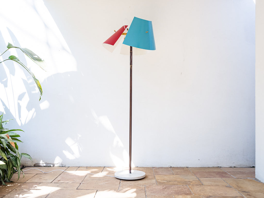 Angelo Lelli | Luminária de Piso com Cúpula Tripartida e Articulada