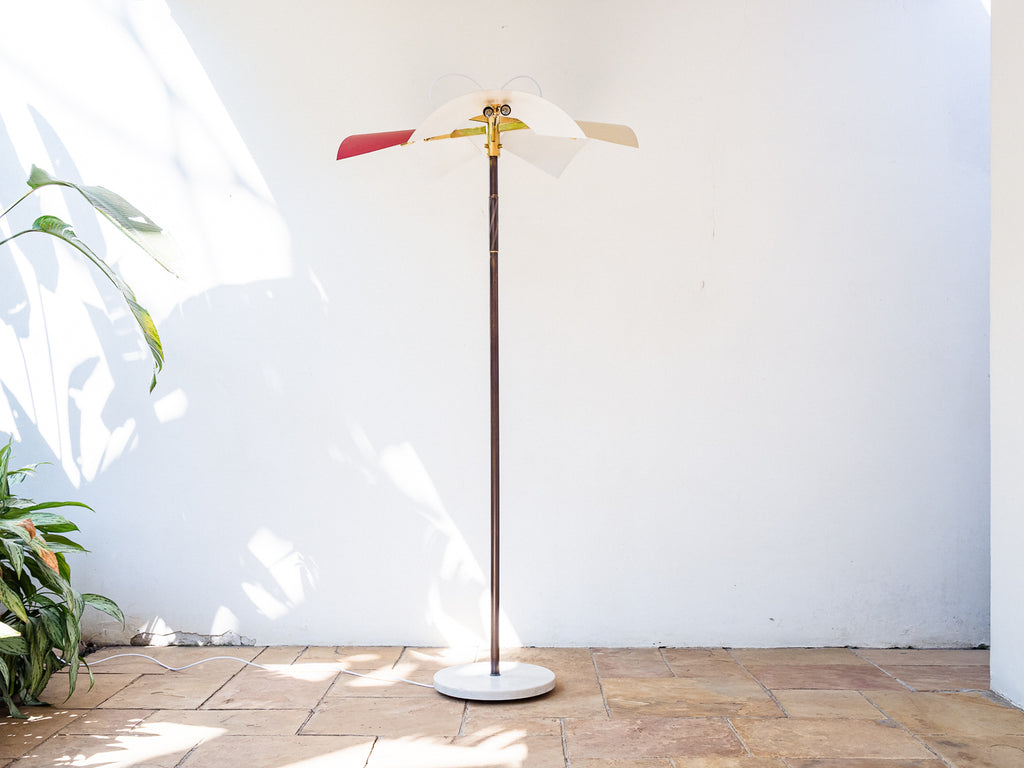 Angelo Lelli | Luminária de Piso com Cúpula Tripartida e Articulada