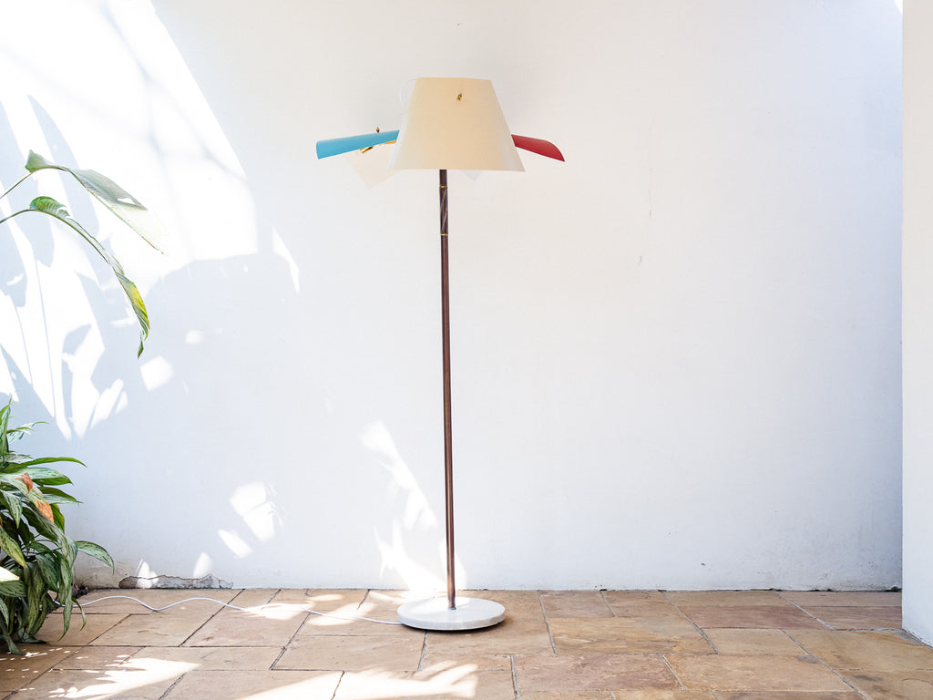 Angelo Lelli | Luminária de Piso com Cúpula Tripartida e Articulada