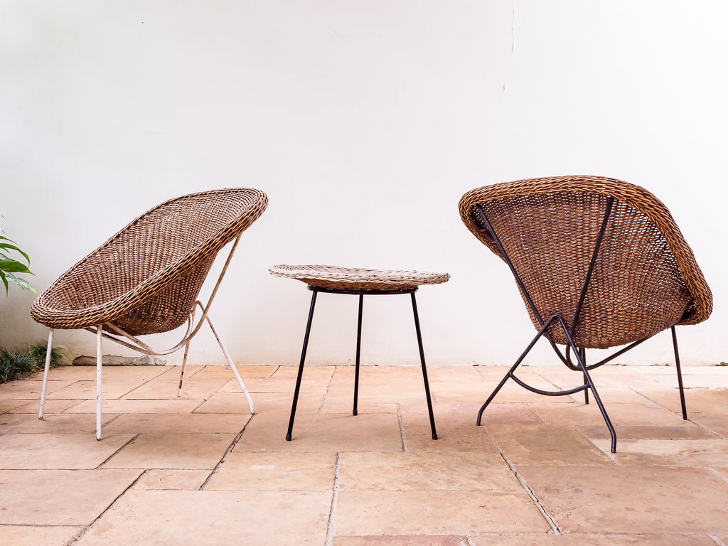 Carlo Hauner | Mesa Auxiliar em Ferro e Junco