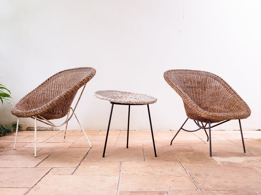 Carlo Hauner | Mesa Auxiliar em Ferro e Junco