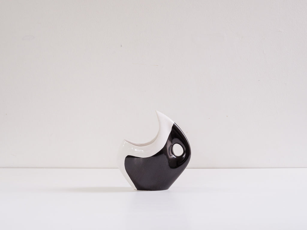 Carlo Hauner (Atrib.) | Vaso Preto e Branco em Cerâmica Esmaltada