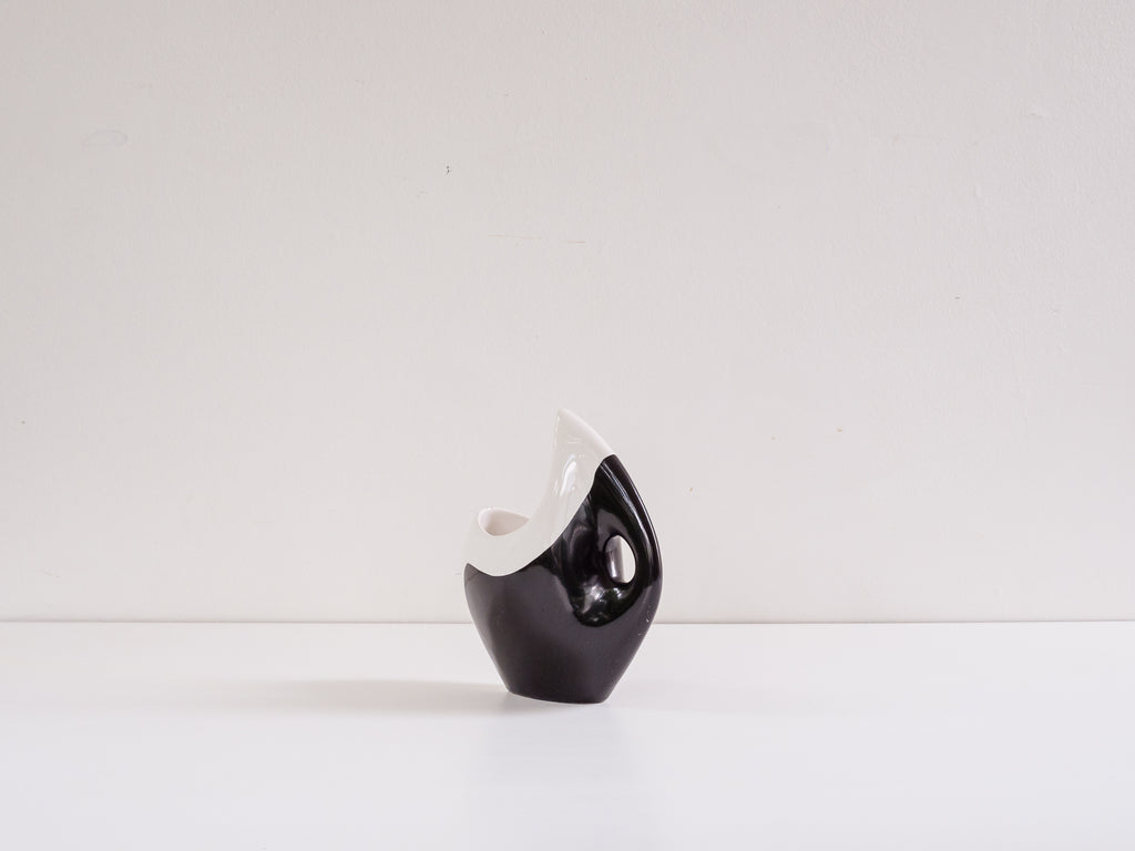 Carlo Hauner (Atrib.) | Vaso Preto e Branco em Cerâmica Esmaltada