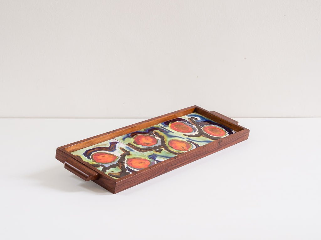 Autor Desconhecido | Bandeja em Jacarandá com Azulejos Esmaltados