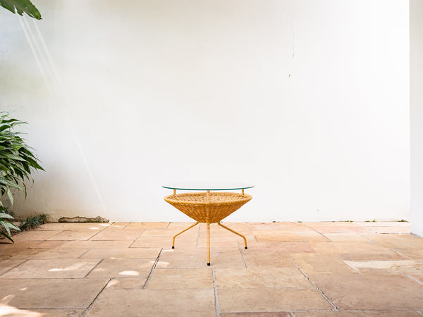 Carlo Hauner | Mesa Lateral em Ferro, Junco e Vidro