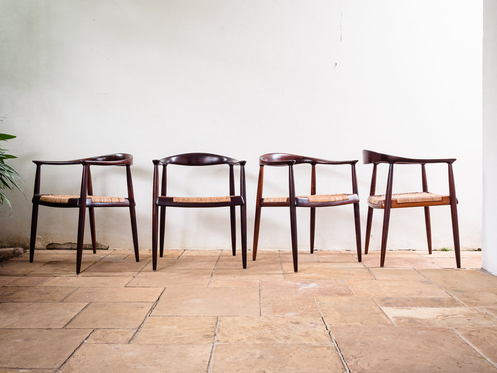 Set de 4 cadeiras em Jacarandá e Junco