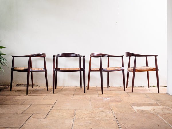 Set de 4 cadeiras em Jacarandá e Junco