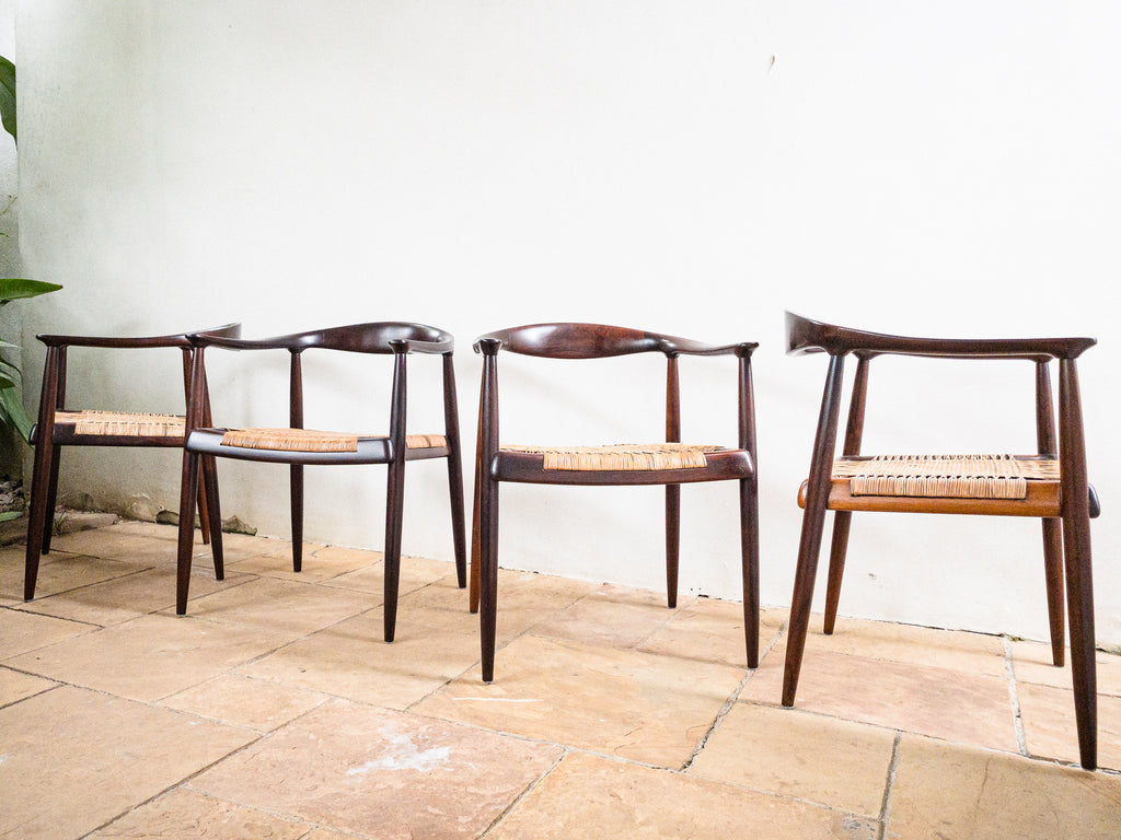 Set de 4 cadeiras em Jacarandá e Junco