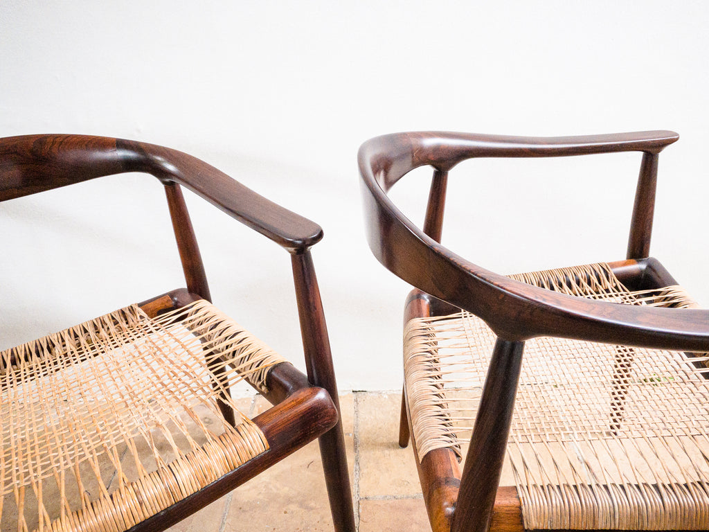 Set de 4 cadeiras em Jacarandá e Junco