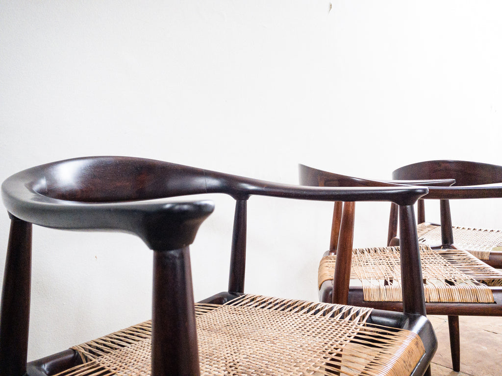 Set de 4 cadeiras em Jacarandá e Junco